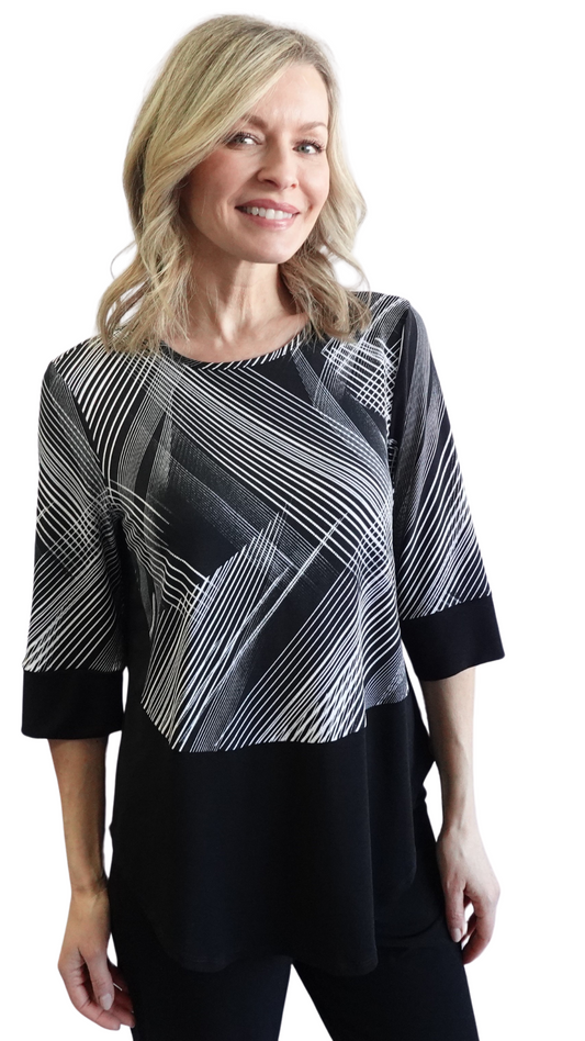 Trellis Print Colour Block Top. Style SW102202