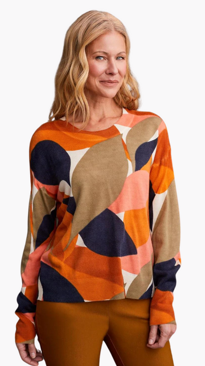 Lightweight Printed Crew Neck Sweater. Style TR1894O-8009