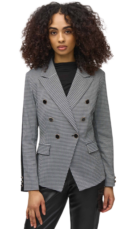 Houndstooth Jacquard Knit Fitted Blazer. Style JR244938