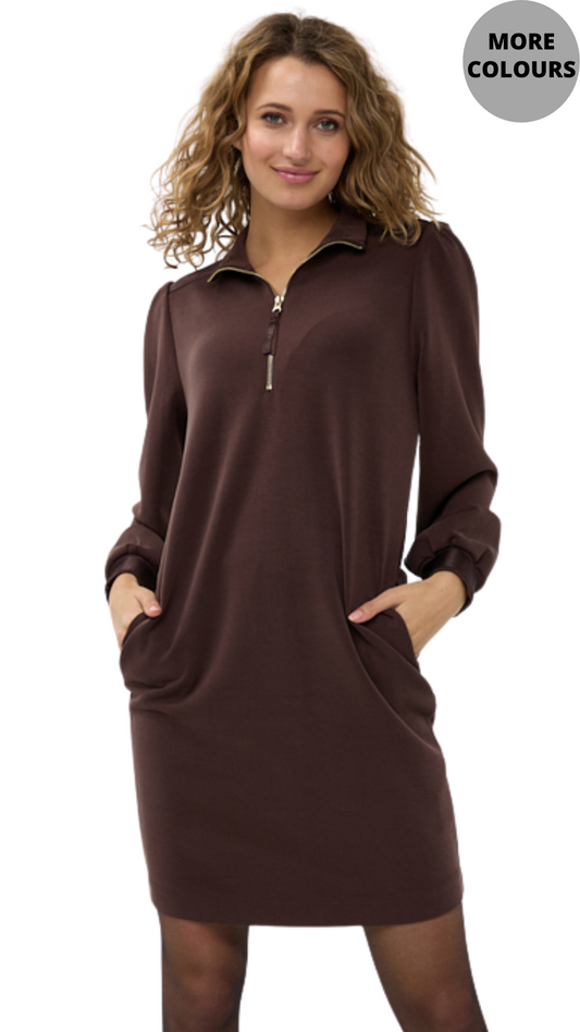 Buttery Soft Modal 1/4 Zip Dress. Style ESQF2405501