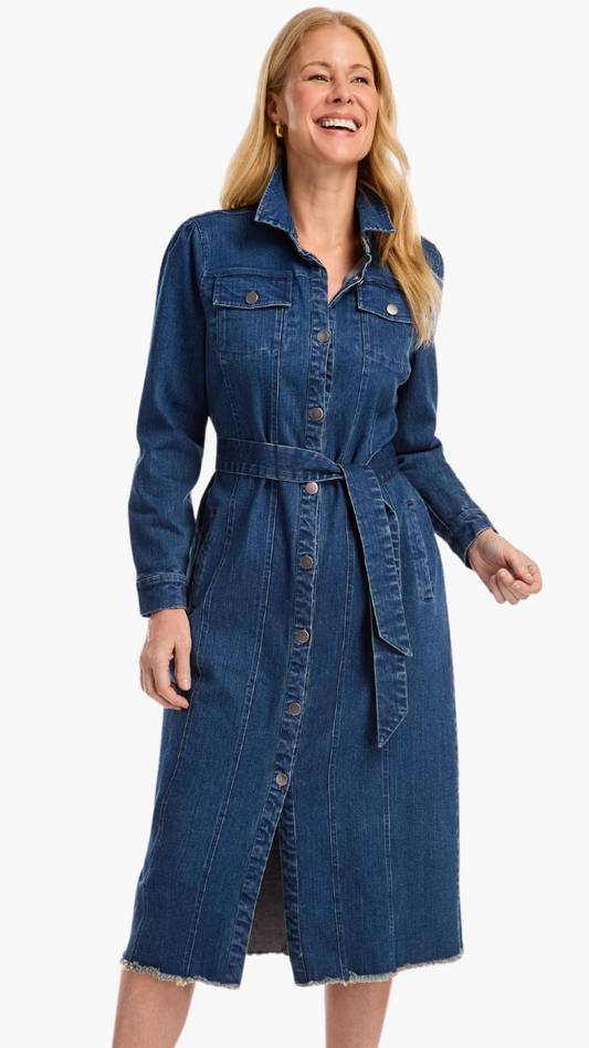 Denim Duster/Midi Denim Dress. Style FD7697667