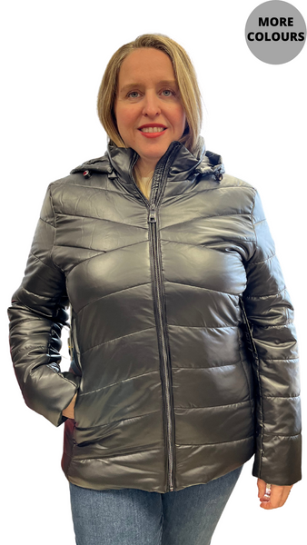 Detachable Hood Shiny Outerwear. Style NSD2300R