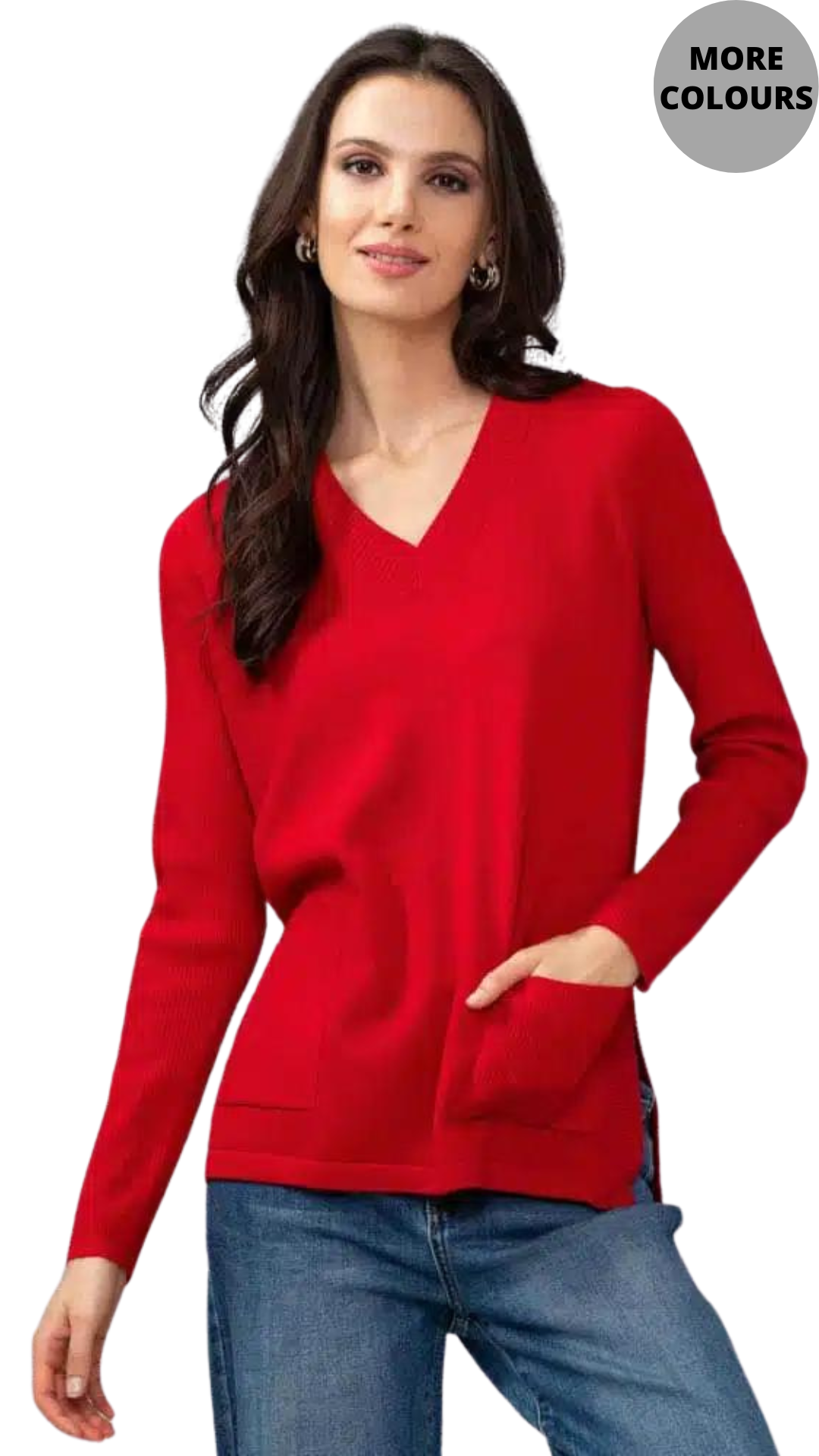 Patch Pocket V-Neck Sweater. Style ALSA44008