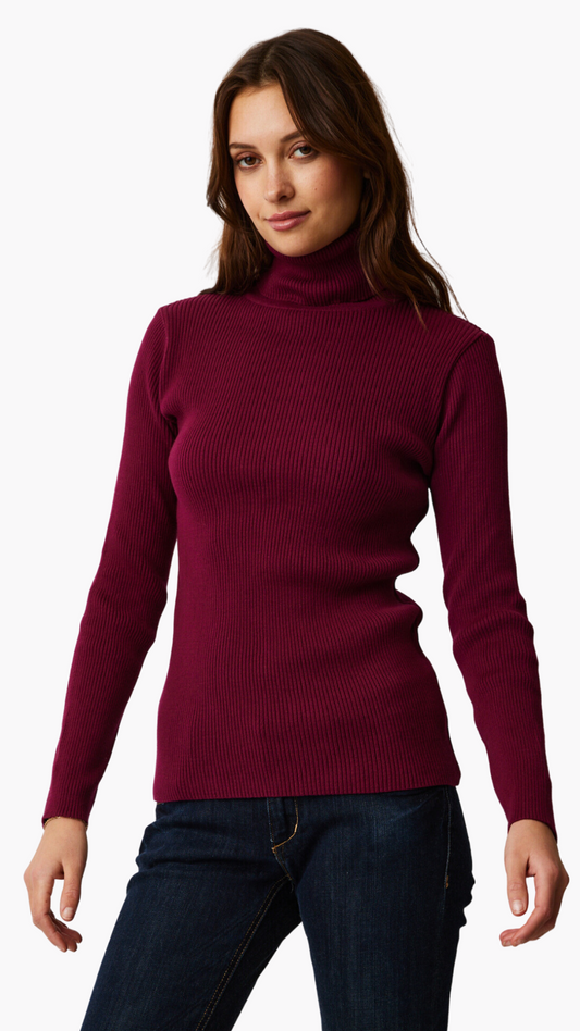 Turtle Neck Ribbed Knit Sweater. Style PH74804