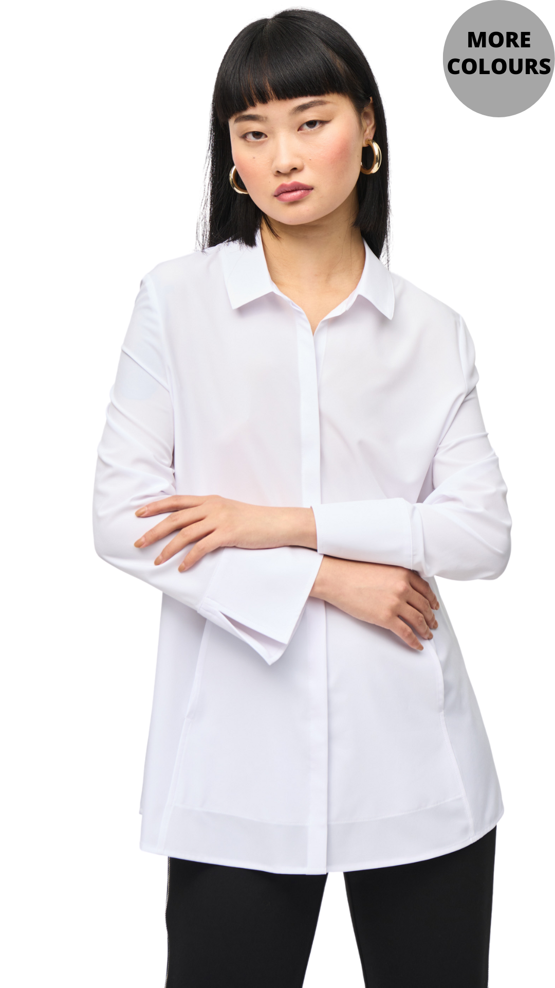 Woven Button Front Pocket Blouse. Style JR243958