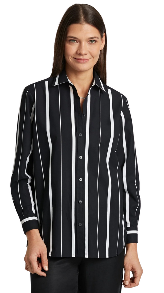 Striped Boyfriend Button Up Shirt. Style FC202449