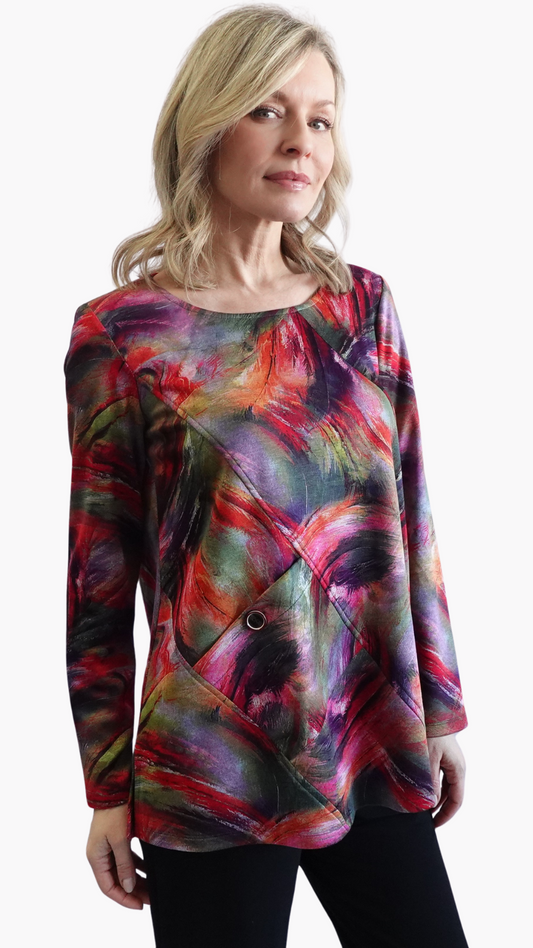 Phoenix Print Pocket Top. Style SW102927