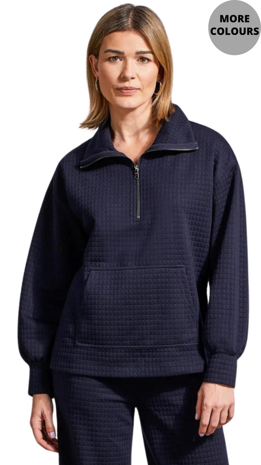 Quilted Half Zip Lounge Top. Style TR1954O-8034