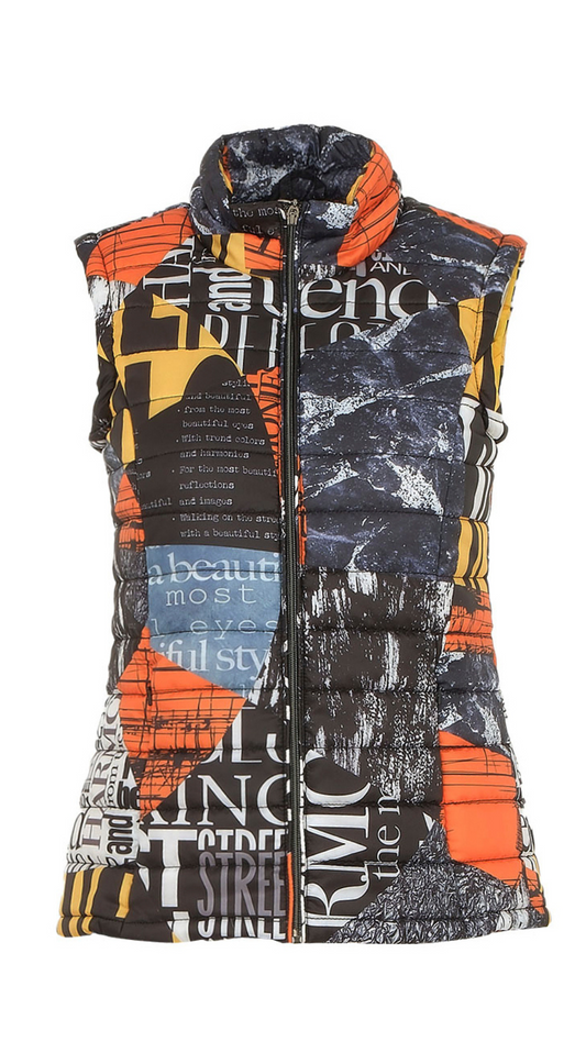 "Newspaper" Artist Print Puffer Vest. Style DOLC74821