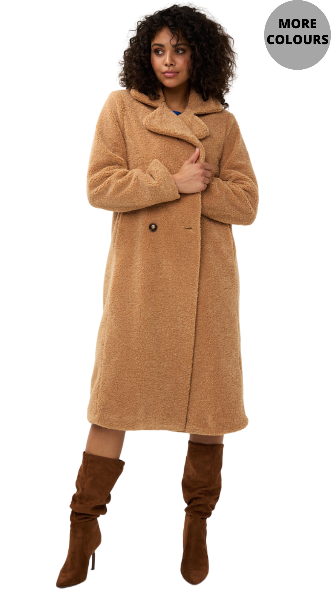 Double Breasted Long Teddy Bear Coat. Style ESQF2437518