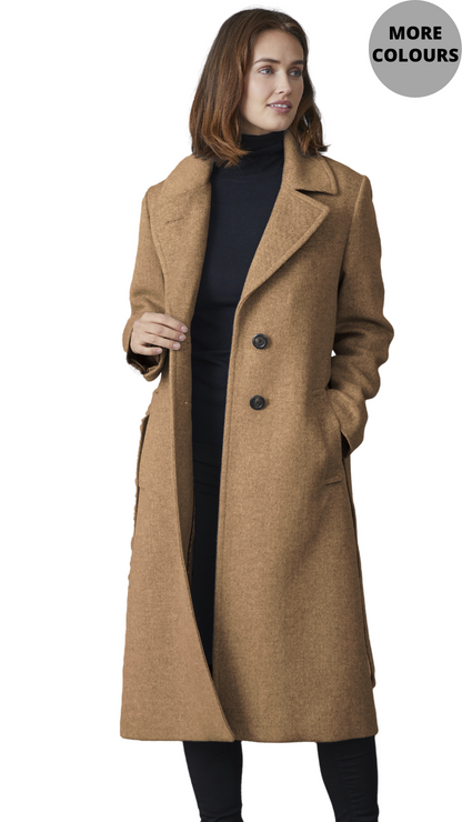 Kylie Notched Collar Wool Blend Coat. Style JUN1615