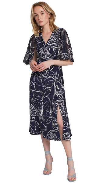 Floral Print Chiffon Sleeve Dress. Style JR241764