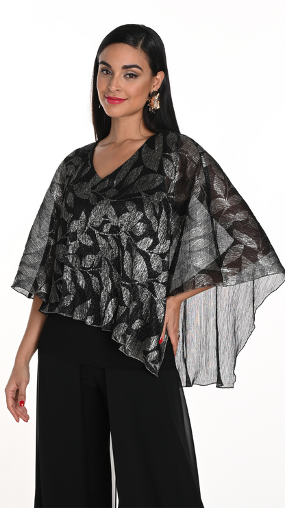 Metallic Sheer Overaly Top. Style FL249240