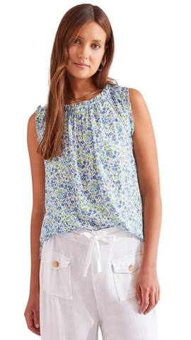 Printed Sleeveless Top with Crochet Trim. Style TR5399O-4943