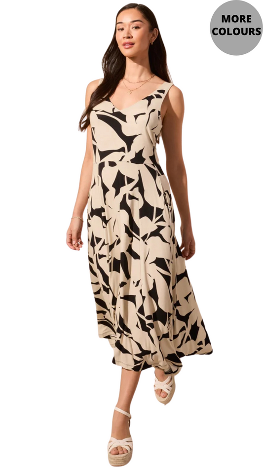 Sleeveless Printed High Low Midi Dress. Style TR1677O-3457