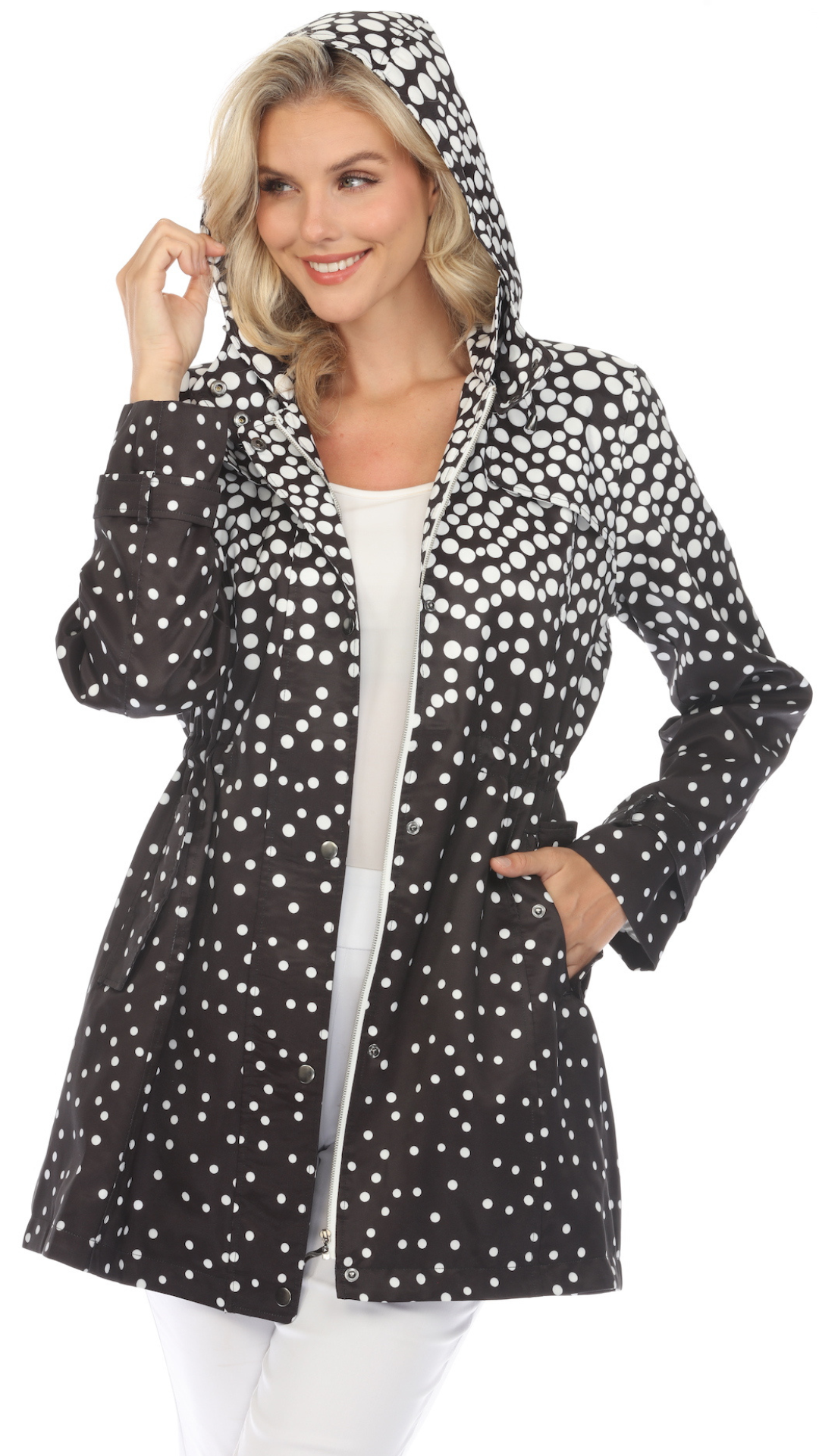 Polka Dot Water Resistent Spring Jacket. Style OPAJ52674W-1