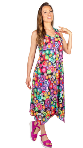 Multi Colour Handkerchief Hem Maxi Dress. Style PE238-4662