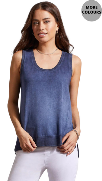 High Low Ribbed Trim Tank Top. Style TR5358O-4923