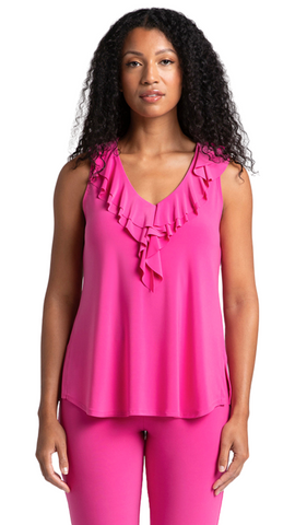 Flutter Trim Sleeveless Top. Style SI21219PEONY