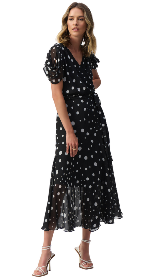 Chiffon Dot Pirnt Wrap Dress. Style JR251907