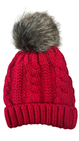 Bordeau Cable Knit Toque with Flannel Lining. Style ELWKAYLA8-BOR