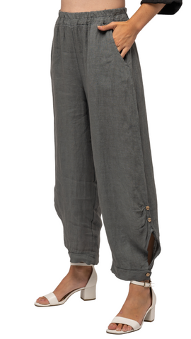French Linen Button Cuff Pant. Style LLPT813
