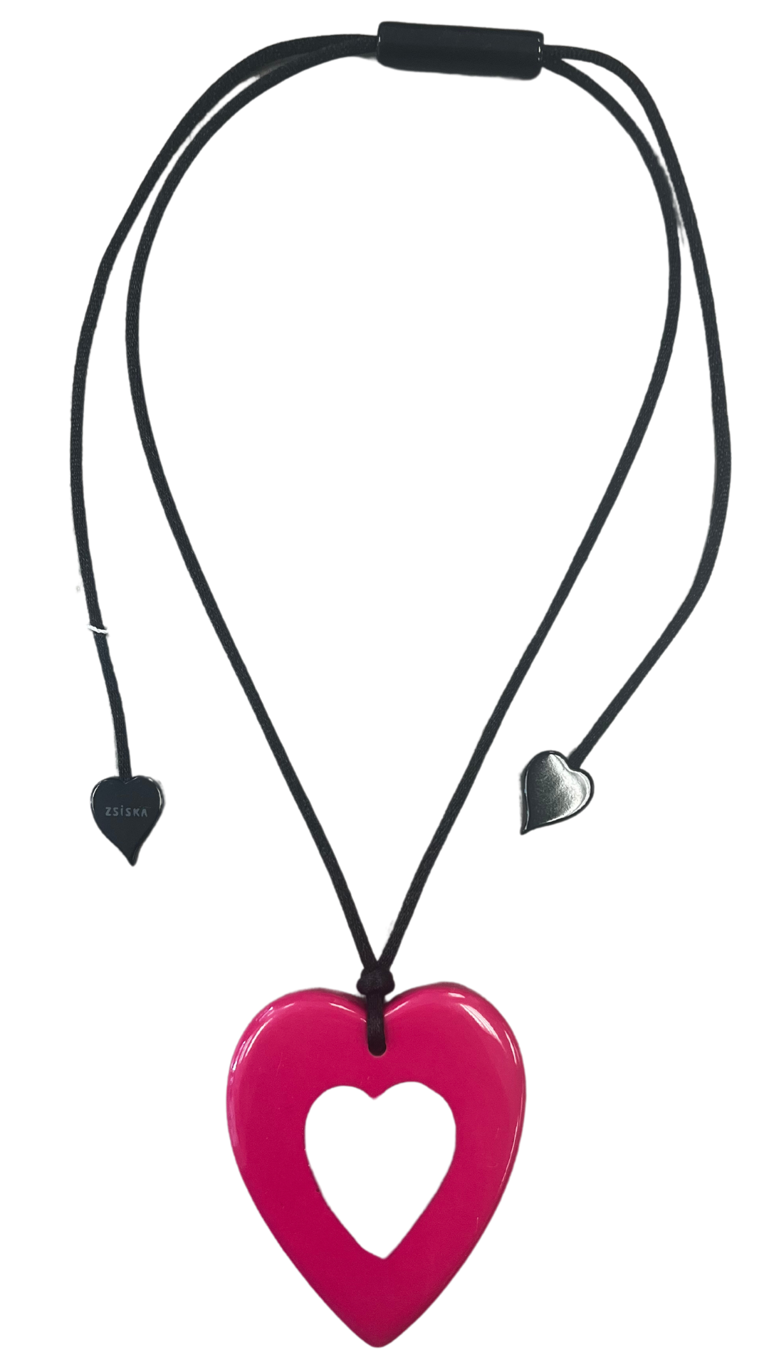 Colourful Collection - Large Hollow Pink Heart Necklace. Style 3400205PINKQ00