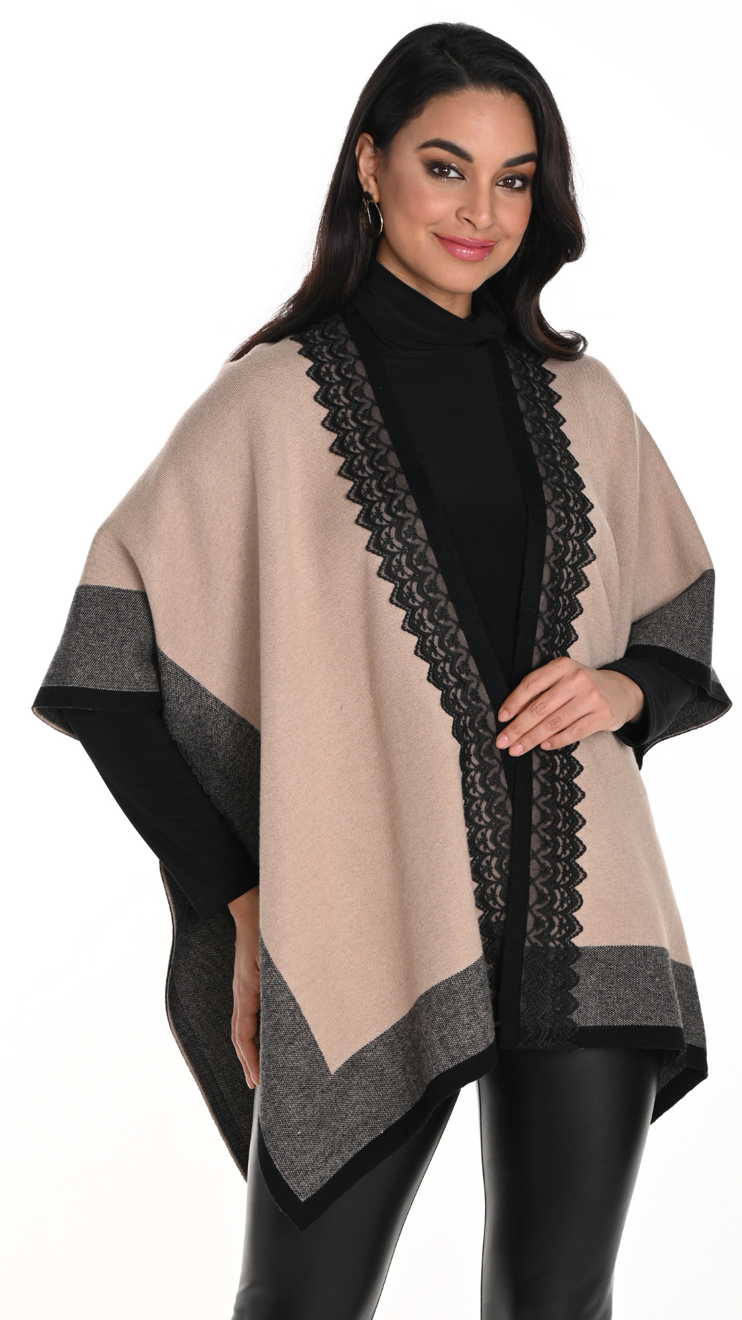 Knit Cover Up Poncho. Style FL243509U