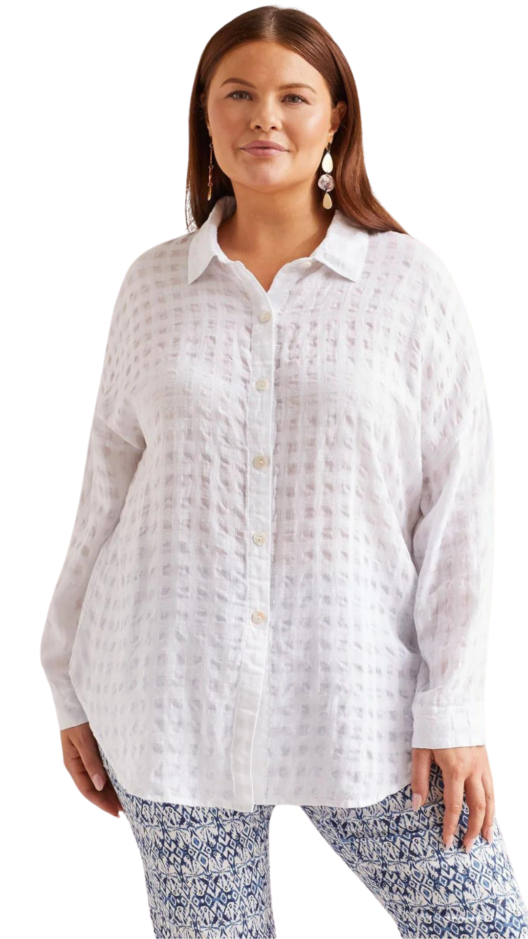 Size Inclusive Button Up Blouse. Style TR1753V-3887