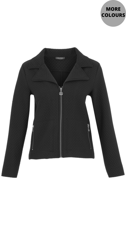 Textured Fitted Zip Up Jacket. Style DOLC74213