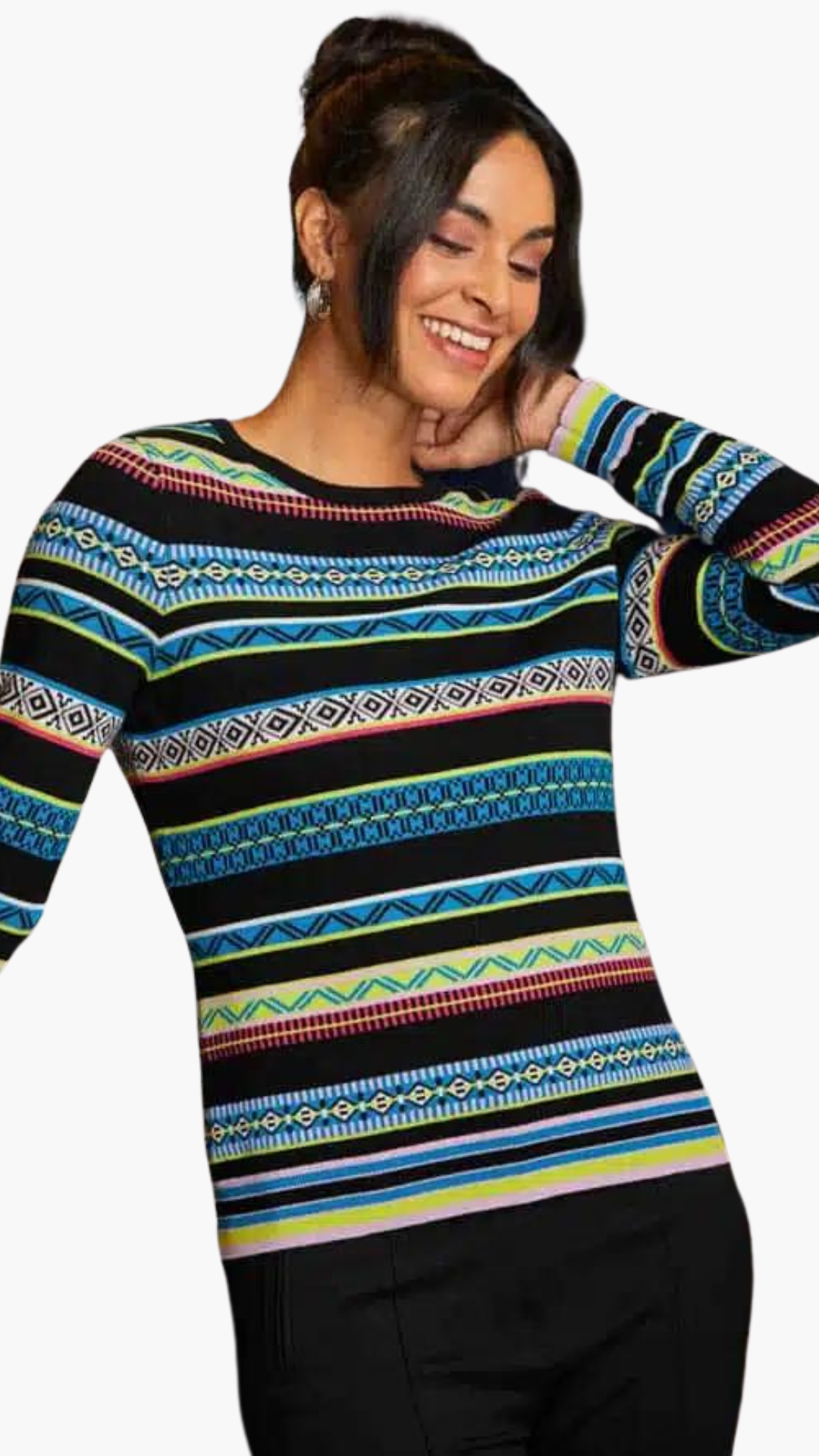 Multi Colour & Pattern Striped Sweater. Style EW33062