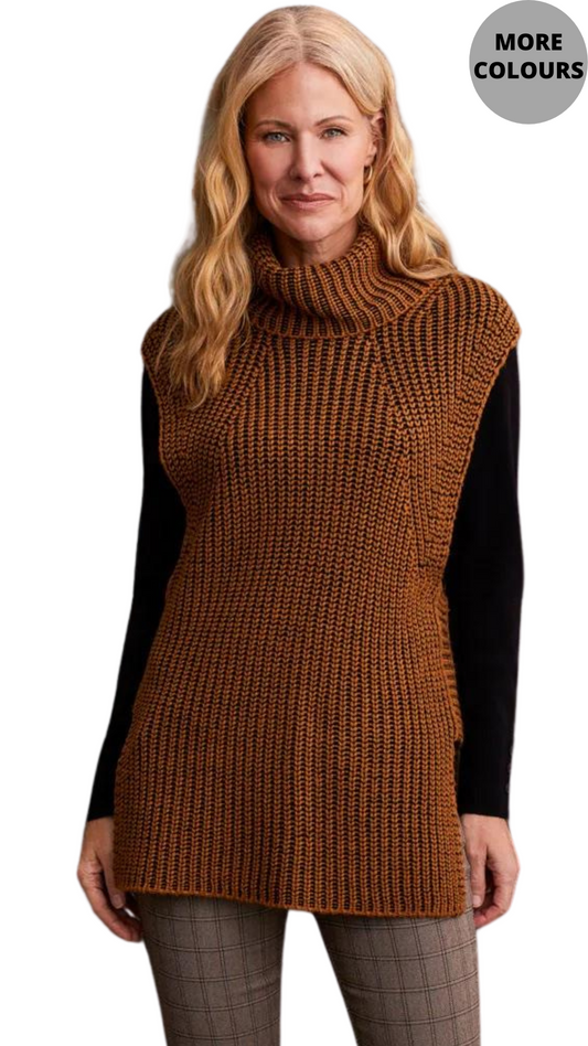 Plaited Turtle Neck Sleeveless Sweater. Style TR1555O-3819