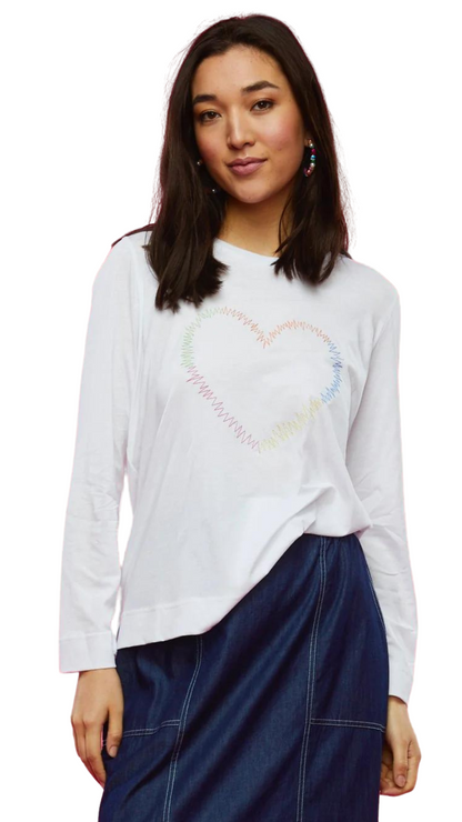 Electric Love Embroidered Heart Top. Style ZKP6465U