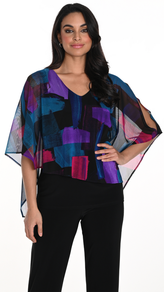 Multi Colour Sheer Overlay Solid Cami Top. Style FL243302