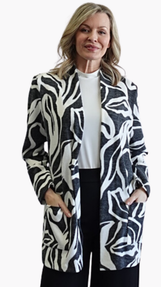 Aspen Print Mid Length Cardigan. Style SW101900