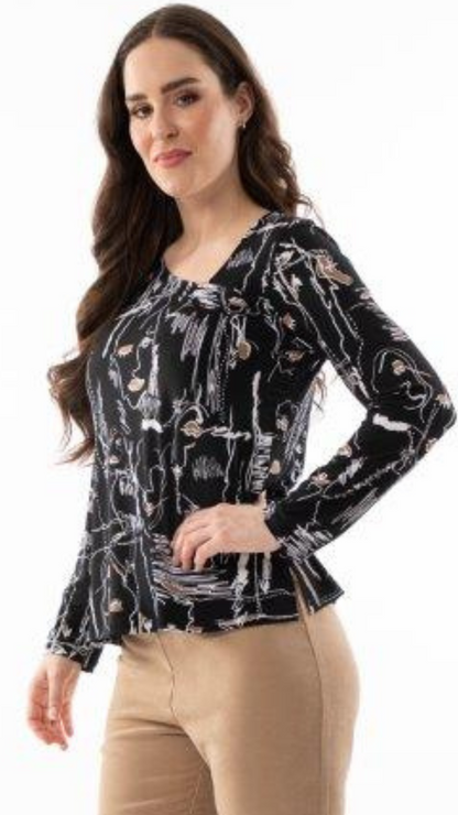 Crossover Neckline Printed Top. Style BALI8487