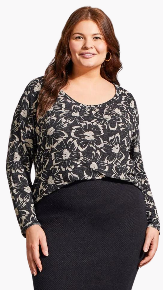 Size Inclusive Melange Knit Top. Style TR1873V-8001