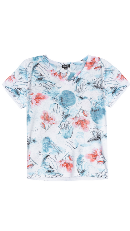 Rhinestone Detail Floral Print T-Shirt. Style MIMX6B28