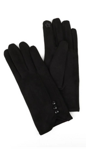 Soft & Stretchy Button & Stitch Black Gloves. Style CARA9000-BLK