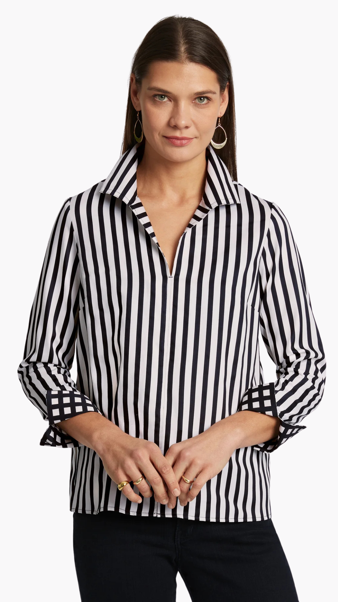 Agnes No Stripe & Gingham Top. Style FC202484