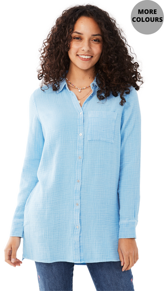 Button Front Soft Cotton Tunic. Style FD7122975F