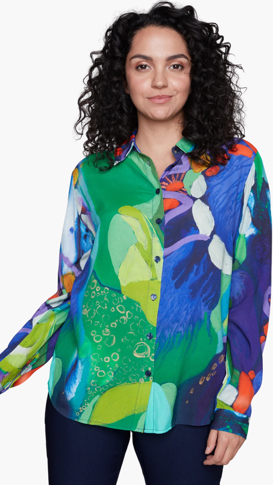 Loving Amazonia Print Button Front Blouse. Style CD91759