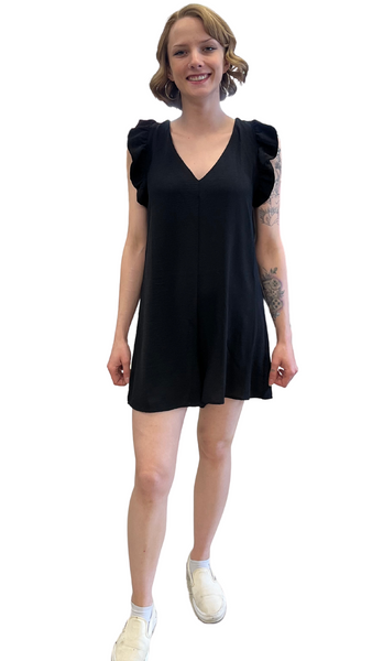 Black Keeley Romper with Back Tie. Style PM110232BK