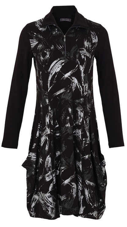Black & Silver Abstract Brush Stroke Dress. Style DOLC73144