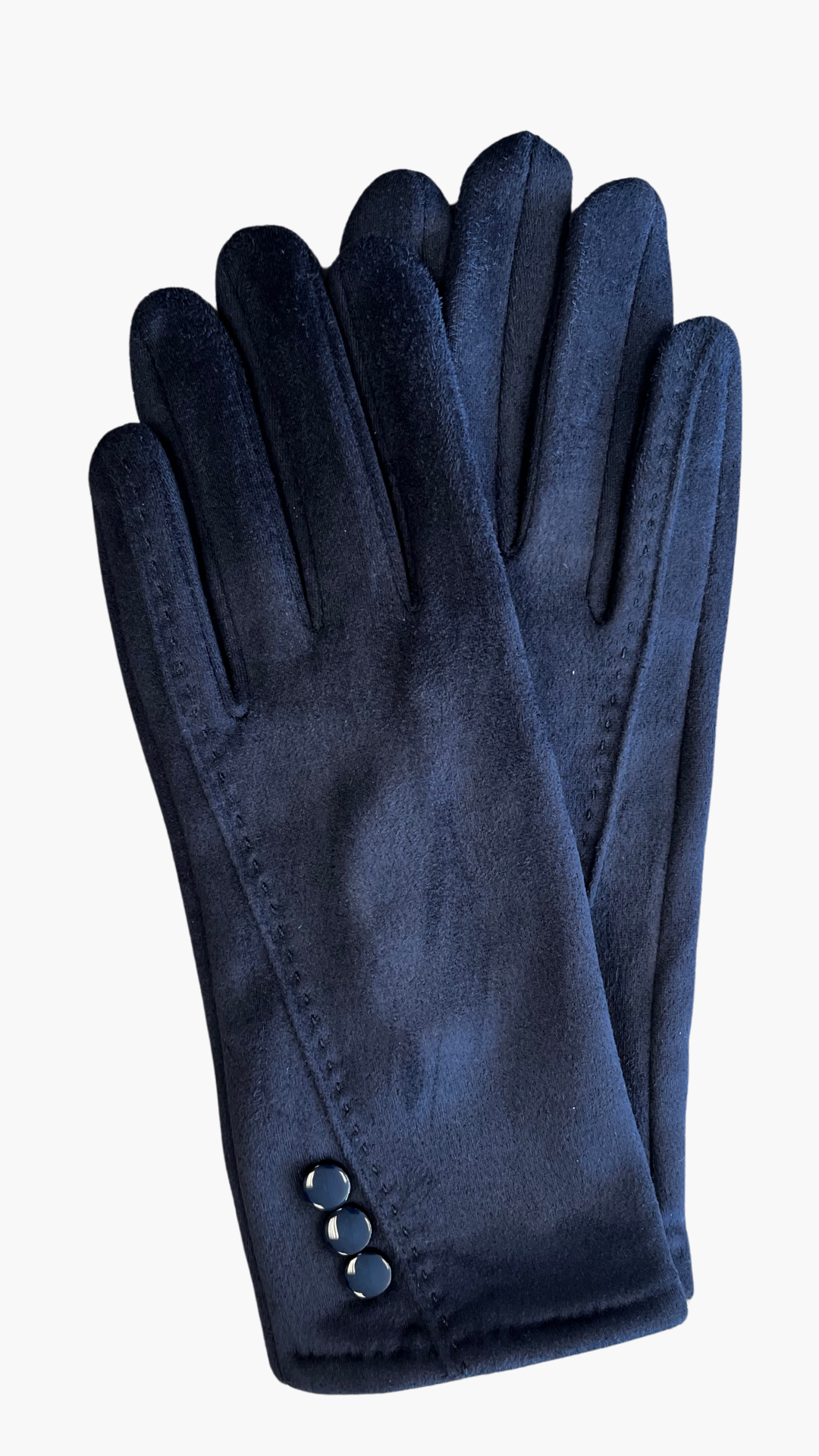 Three Button Navy Stretch Gloves. Style ELWMILA19-NVY