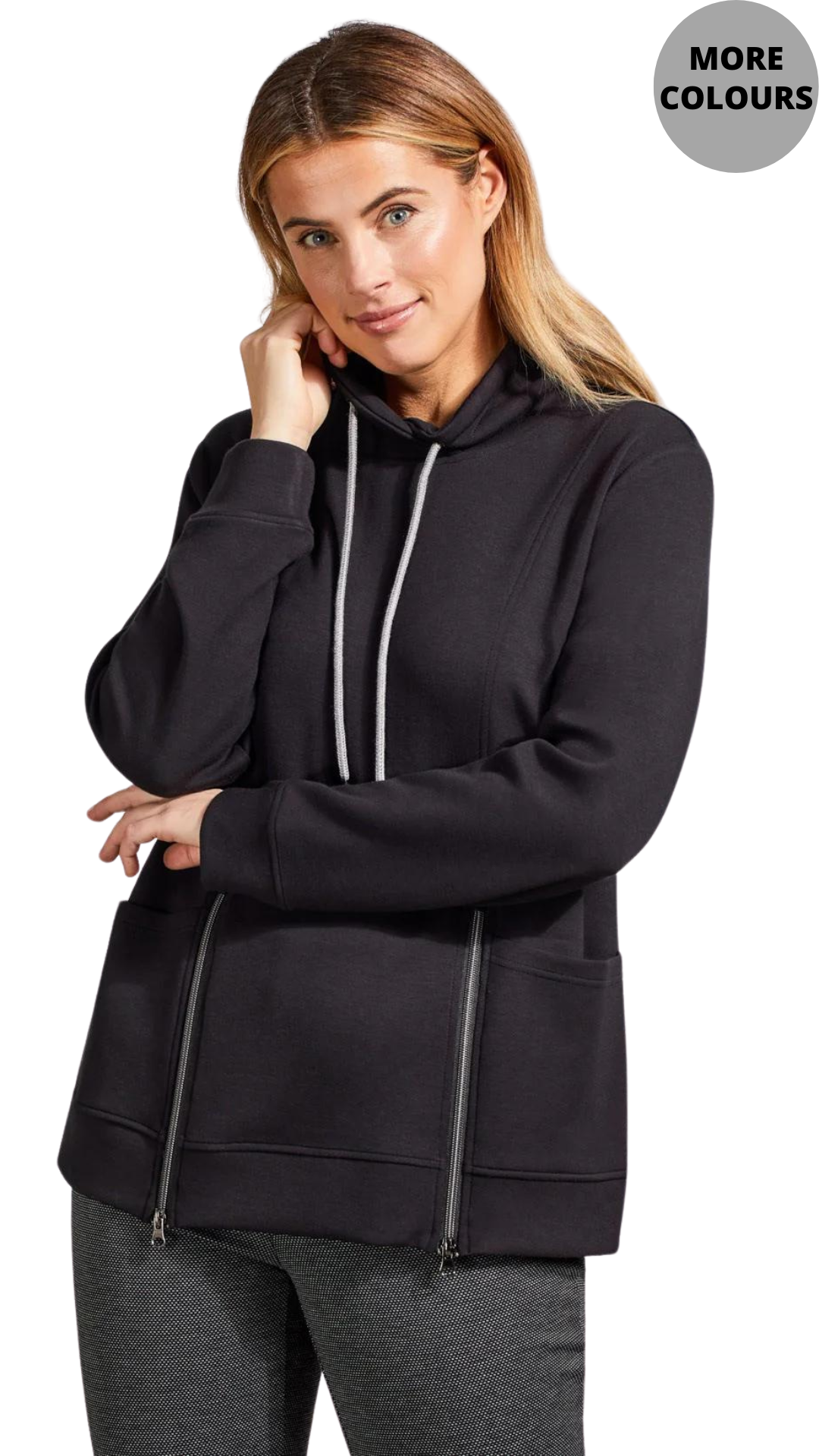 Soft Funnel Neck Zip Detail Top. Style TR1875O-3390