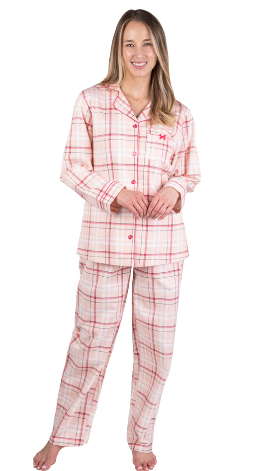 Two Piece Pink Plaid PJ Set. Style PL987-1PLAID