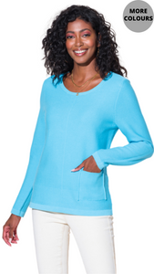 Round Neck Patch Pocket Sweater. Style ALSA43010