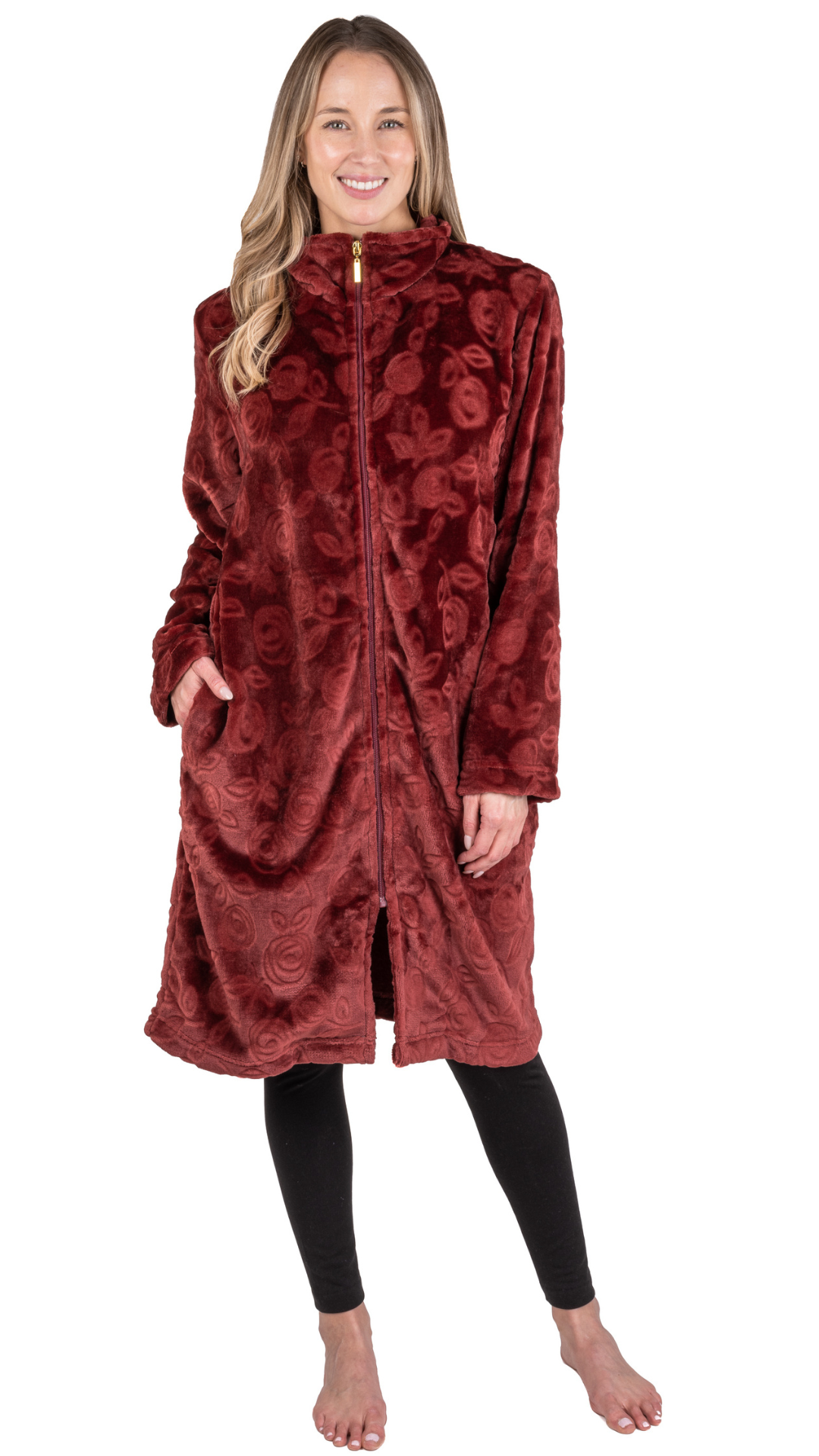 Soft & Cozy Embossed Mid Length Robe. Style PL996-3C