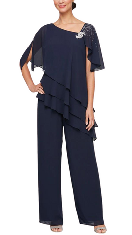 Two-Piece Bedazzled Shoulder Pantsuit. Style ALE8192012